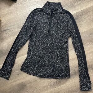 Lululemon Run Briskly Rulu Half Zip Magnetized Jacquard Black White Size 8